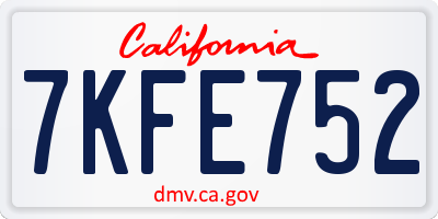 CA license plate 7KFE752