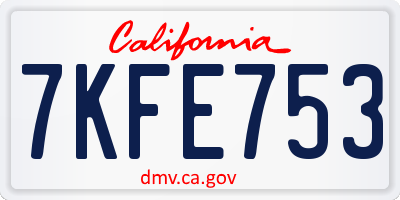 CA license plate 7KFE753