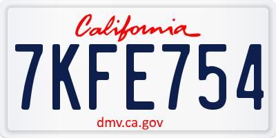 CA license plate 7KFE754