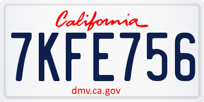 CA license plate 7KFE756