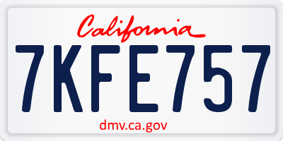 CA license plate 7KFE757