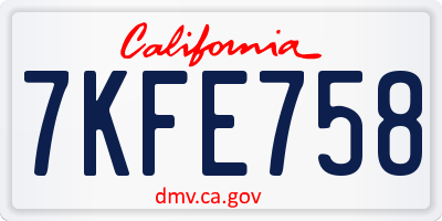 CA license plate 7KFE758