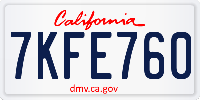 CA license plate 7KFE760