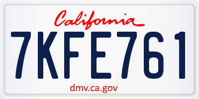CA license plate 7KFE761