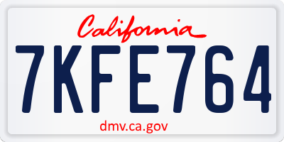 CA license plate 7KFE764