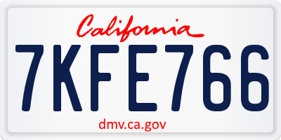 CA license plate 7KFE766
