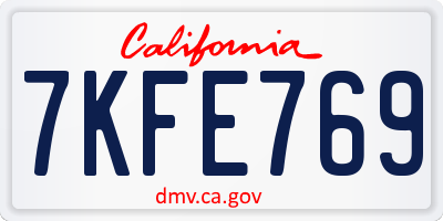 CA license plate 7KFE769
