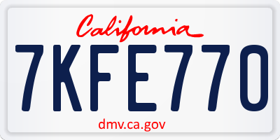 CA license plate 7KFE770