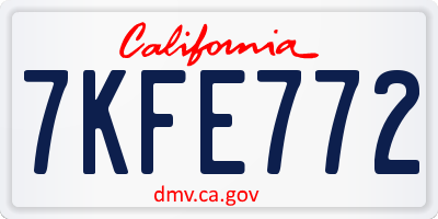 CA license plate 7KFE772