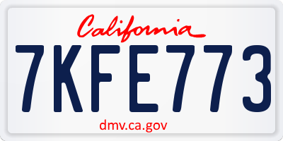 CA license plate 7KFE773