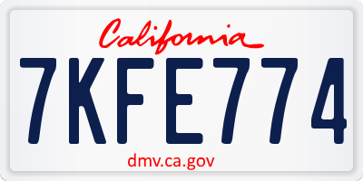 CA license plate 7KFE774