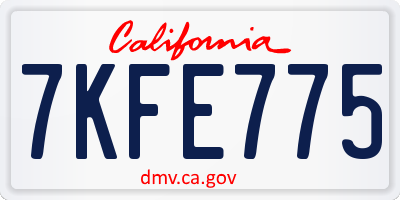 CA license plate 7KFE775