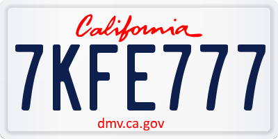 CA license plate 7KFE777