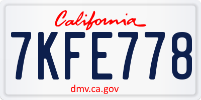 CA license plate 7KFE778
