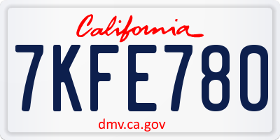 CA license plate 7KFE780