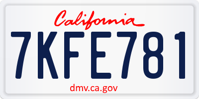 CA license plate 7KFE781