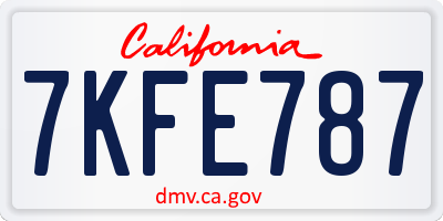 CA license plate 7KFE787