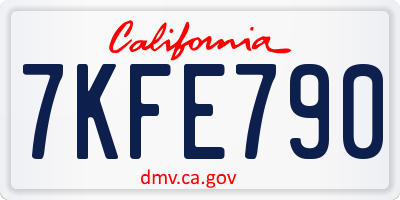 CA license plate 7KFE790