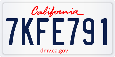 CA license plate 7KFE791