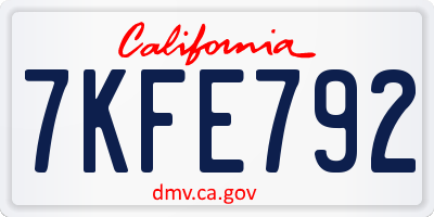 CA license plate 7KFE792
