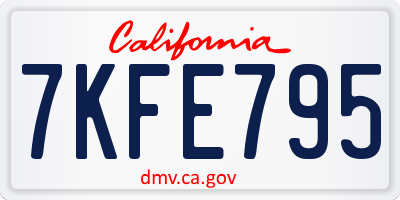 CA license plate 7KFE795