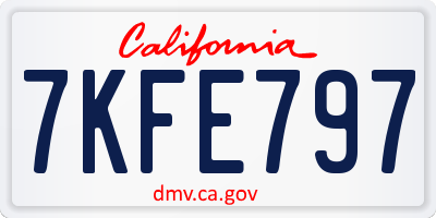 CA license plate 7KFE797