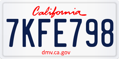 CA license plate 7KFE798