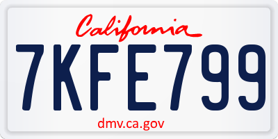 CA license plate 7KFE799