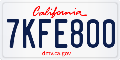 CA license plate 7KFE800