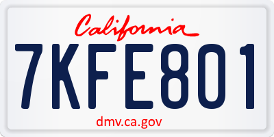 CA license plate 7KFE801