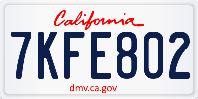 CA license plate 7KFE802