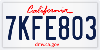 CA license plate 7KFE803