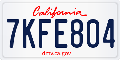 CA license plate 7KFE804
