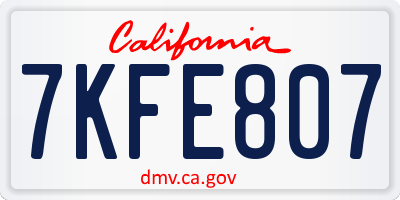 CA license plate 7KFE807