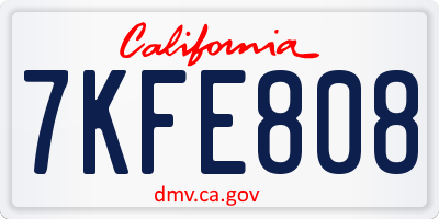 CA license plate 7KFE808