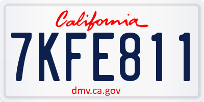 CA license plate 7KFE811