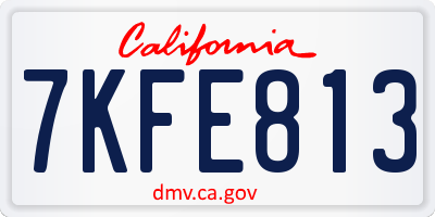 CA license plate 7KFE813