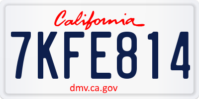 CA license plate 7KFE814