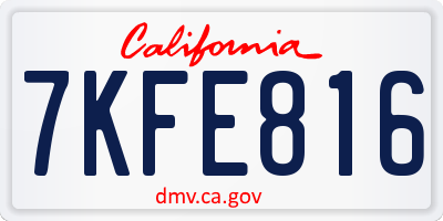 CA license plate 7KFE816