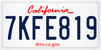 CA license plate 7KFE819