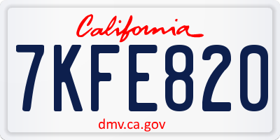 CA license plate 7KFE820