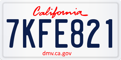 CA license plate 7KFE821