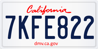 CA license plate 7KFE822
