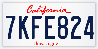 CA license plate 7KFE824