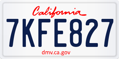 CA license plate 7KFE827
