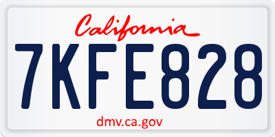 CA license plate 7KFE828