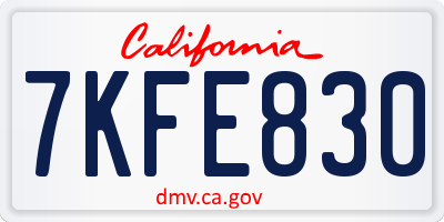 CA license plate 7KFE830
