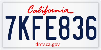 CA license plate 7KFE836