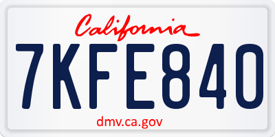 CA license plate 7KFE840