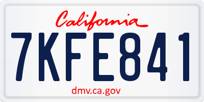 CA license plate 7KFE841